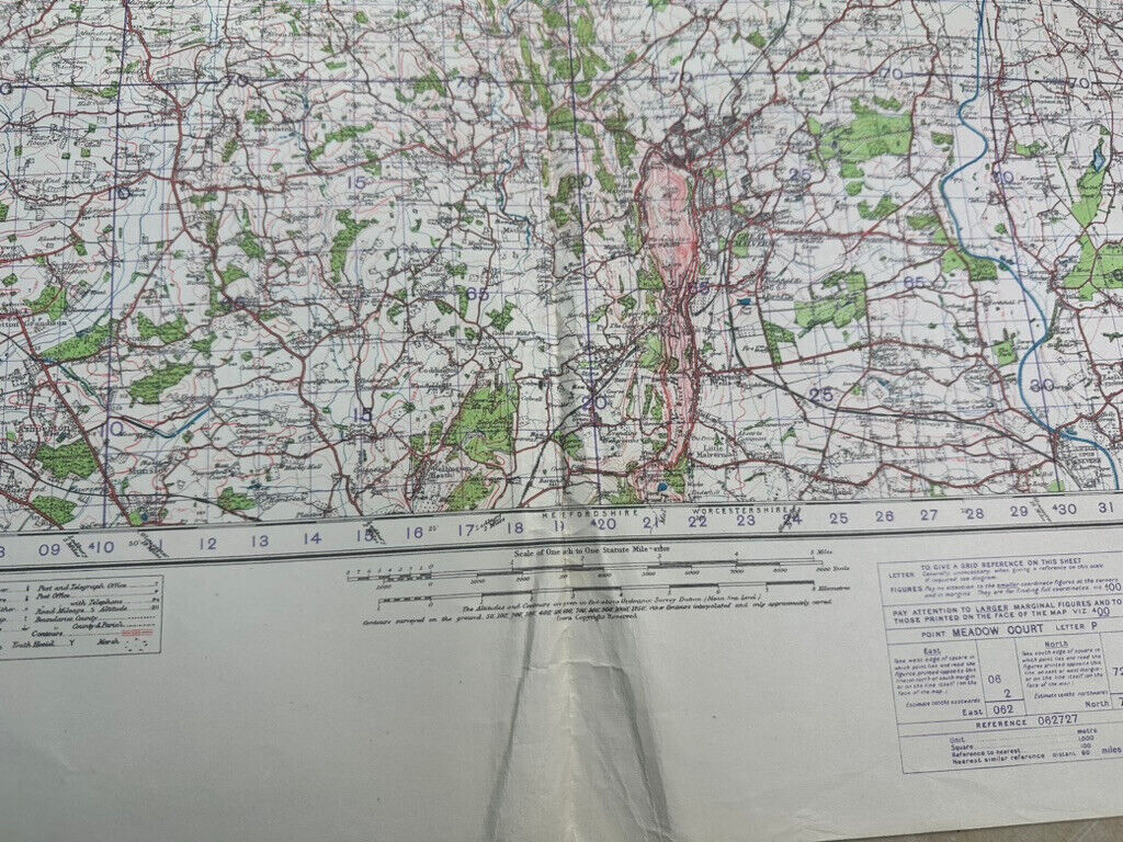 Original WW2 British Army OS Map of England - War Office - Worcester - The Militaria Shop