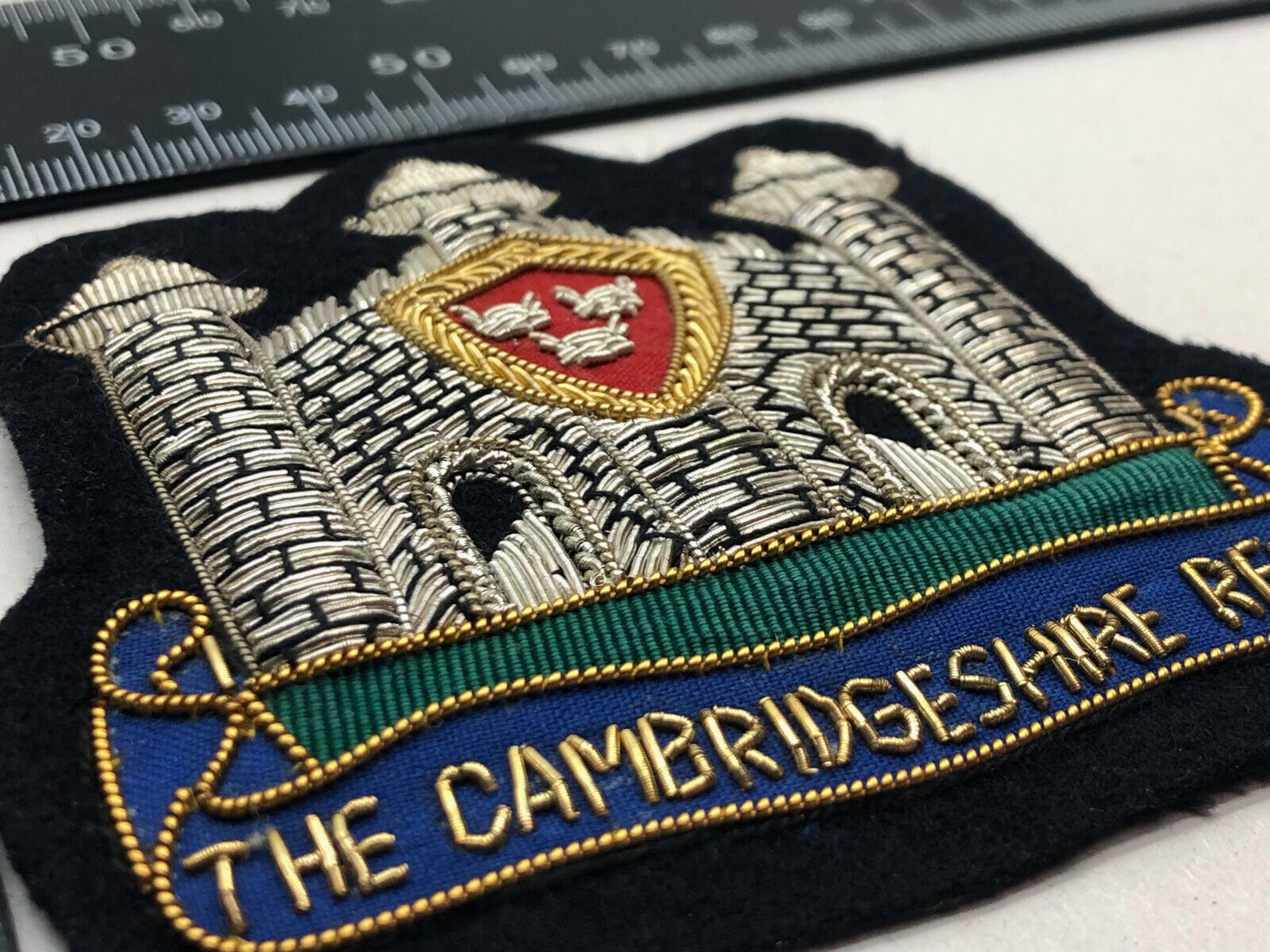 British Army Bullion Embroidered Blazer Badge - The Cambridgeshire Regiment - The Militaria Shop