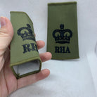 RHA Royal Horse OD Green Rank Slides / Epaulette Pair Genuine British Army - NEW - The Militaria Shop