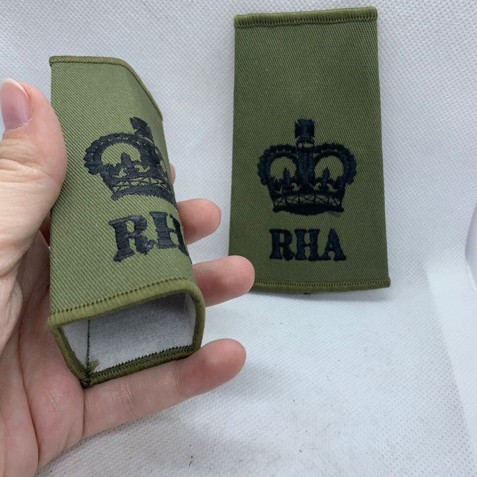 RHA Royal Horse OD Green Rank Slides / Epaulette Pair Genuine British Army - NEW - The Militaria Shop