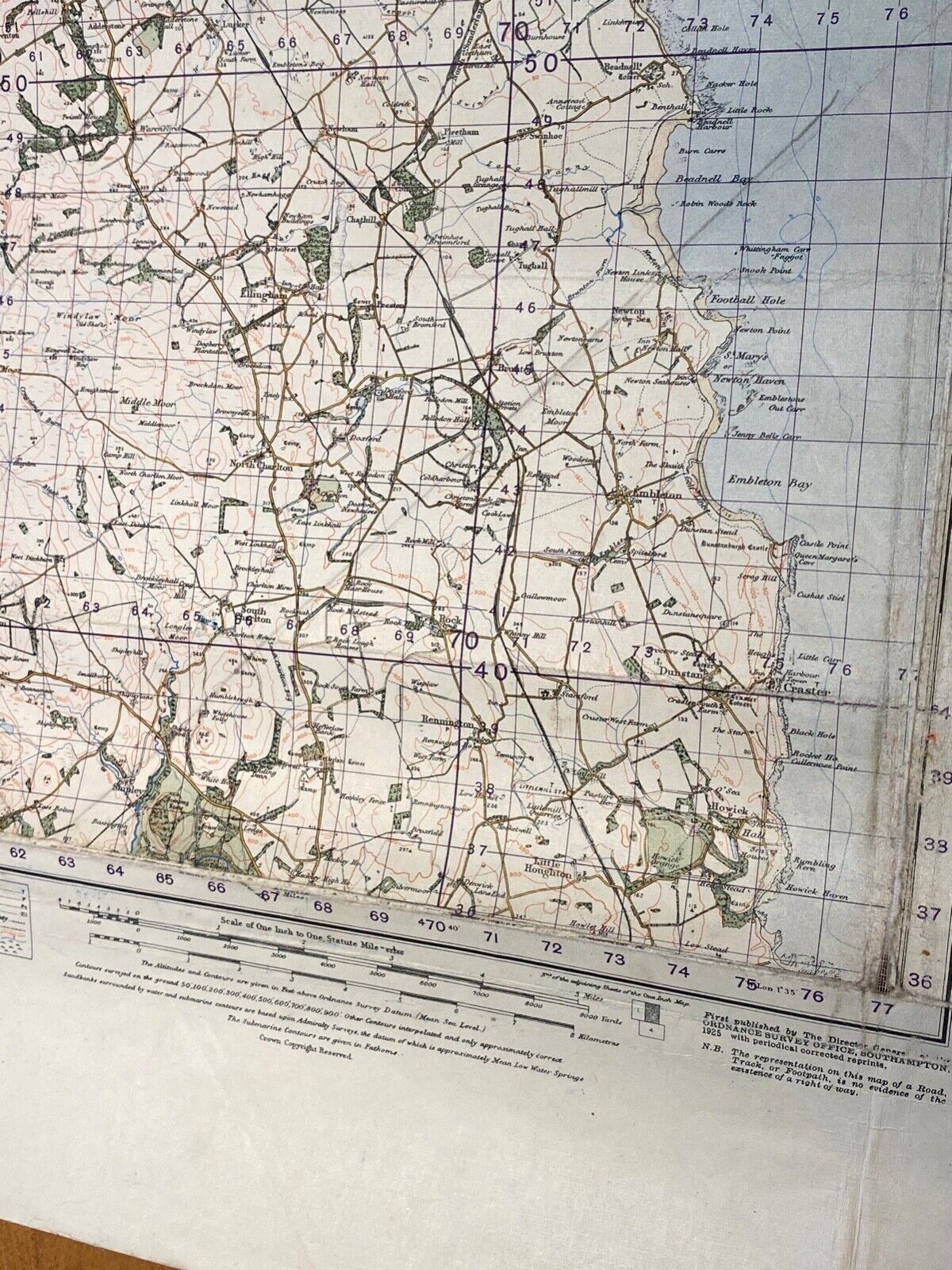 WW2 British Army 1932 dated MILITARY EDITION General Staff map of HOLY ISLAND. - The Militaria Shop