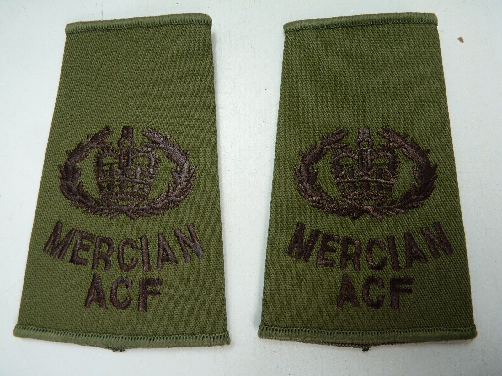 Mercian ACF OD Green Rank Slides / Epaulette Pair Genuine British Army - NEW - The Militaria Shop