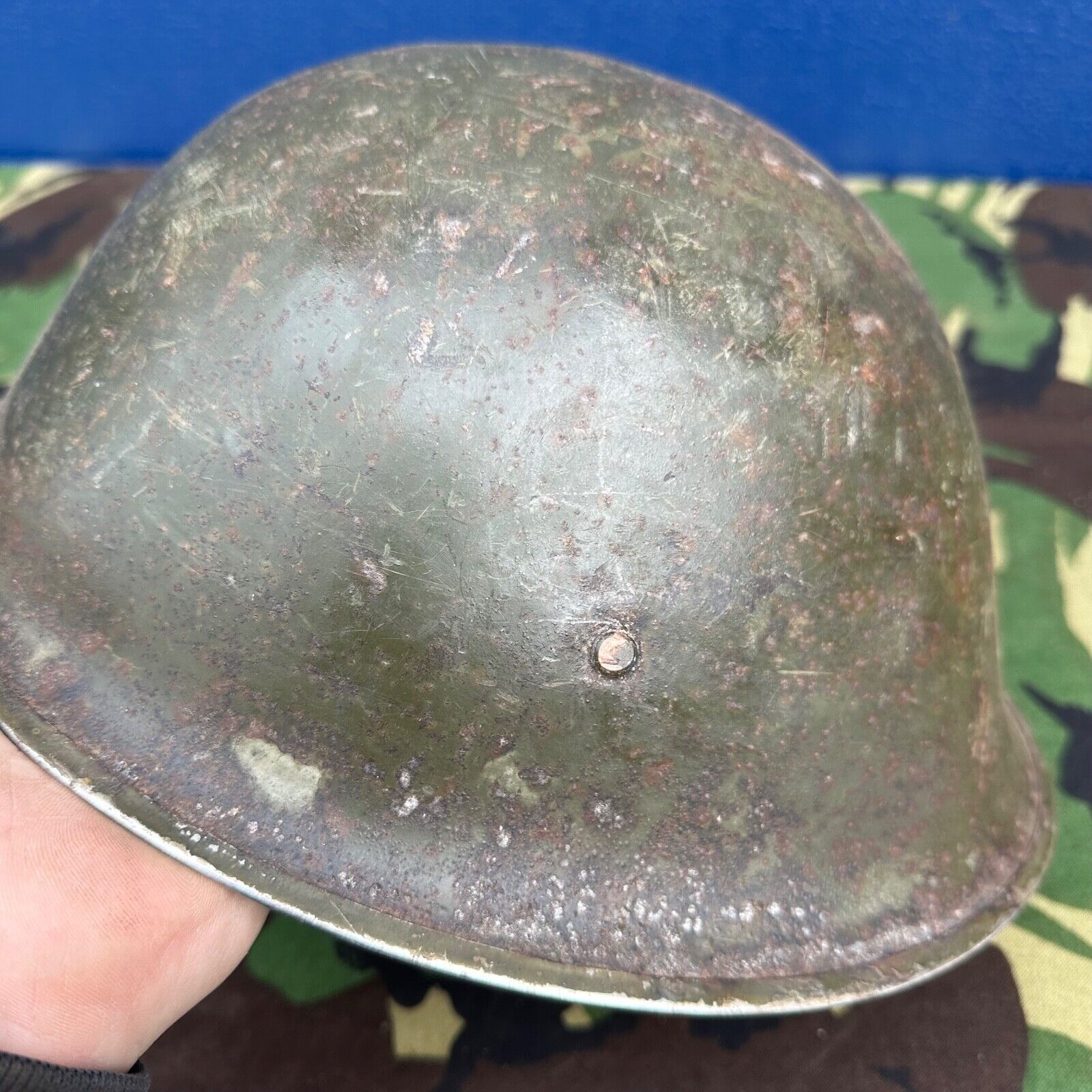 WW2 Canadian Army Mk3 Turtle Helmet - Original Helmet Shell - High Rivet - The Militaria Shop