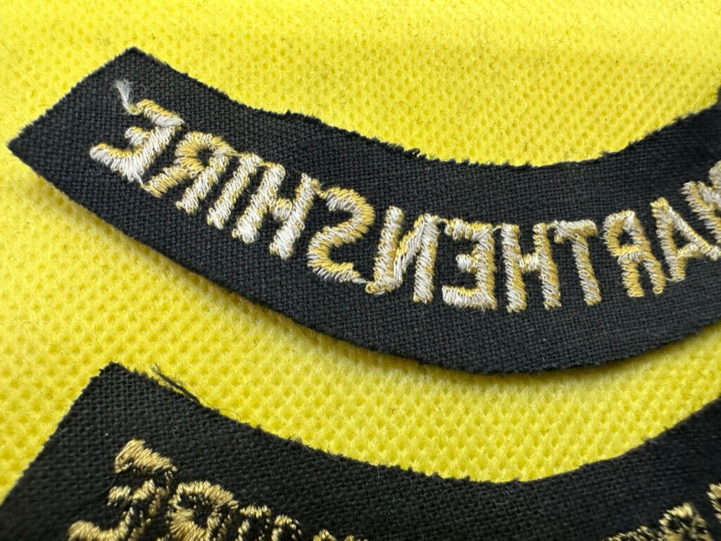 Original WW2 British Home Front Civil Defence Carmarthenshire Shoulder Titles - The Militaria Shop