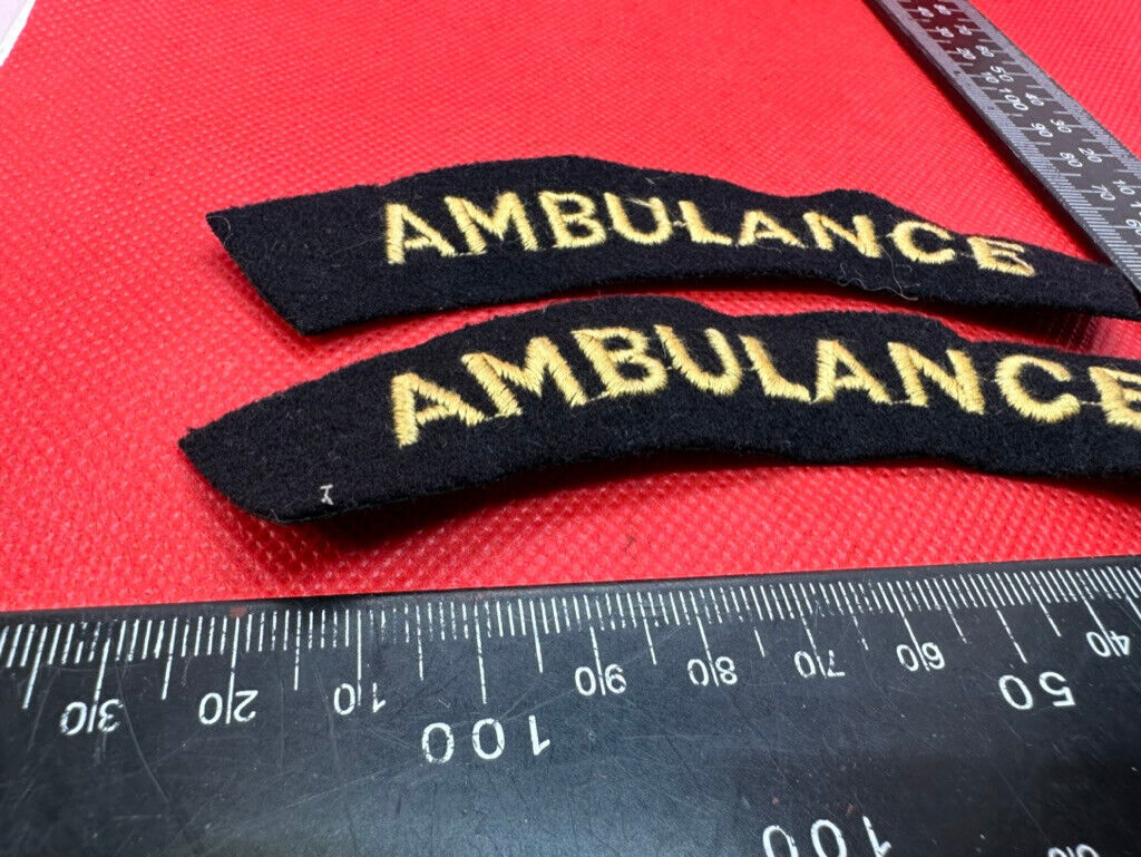 Original WW2 British Home Front Civil Defence Ambulance Shoulder Title Pair - The Militaria Shop