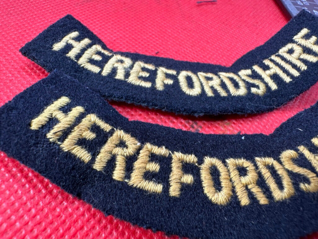 Original WW2 British Home Front Civil Defence Herefordshire Shoulder Titles - The Militaria Shop