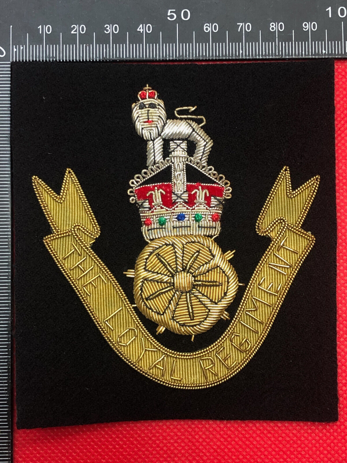 British Army Bullion Embroidered Blazer Badge - The Loyal Regiment - Kings Crown - The Militaria Shop