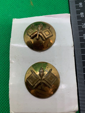 Genuine US Army Collar Disc Badges Pair - Signal Corps - The Militaria Shop