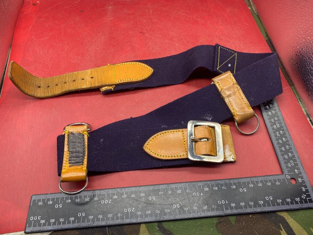 WW2 British Army Hussars Blue Canvas and Leather Belt with Fittings - The Militaria Shop