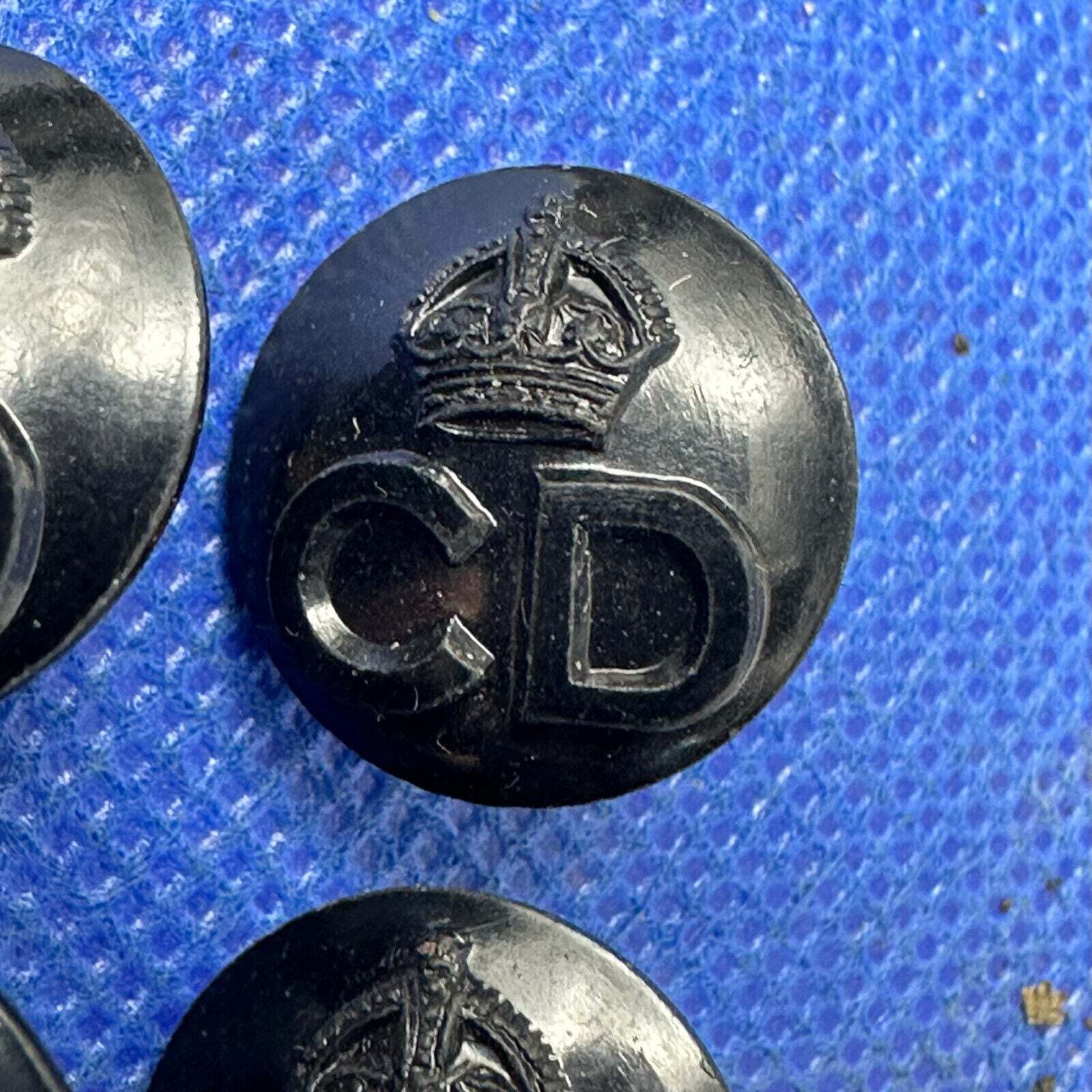 Original British Civil Defence Bakelite 17mm Uniform Buttons - Set of 4 - WW2 - The Militaria Shop