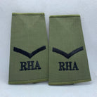 RHA Royal Horse OD Green Rank Slides / Epaulette Pair Genuine British Army - NEW - The Militaria Shop