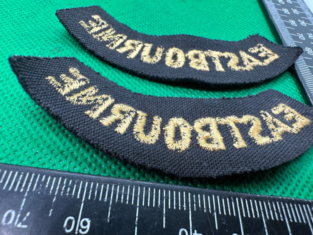 Original WW2 British Home Front Civil Defence Eastbourne Shoulder Titles - The Militaria Shop