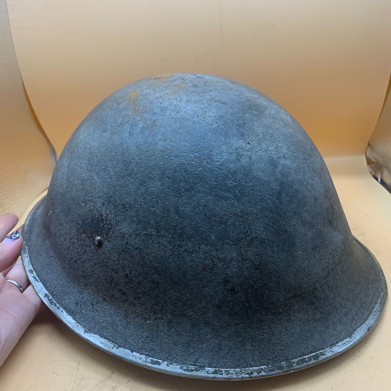 Original WW2 British / Canadian Army Mk3 High Rivet Turtle Army Combat Helmet - The Militaria Shop