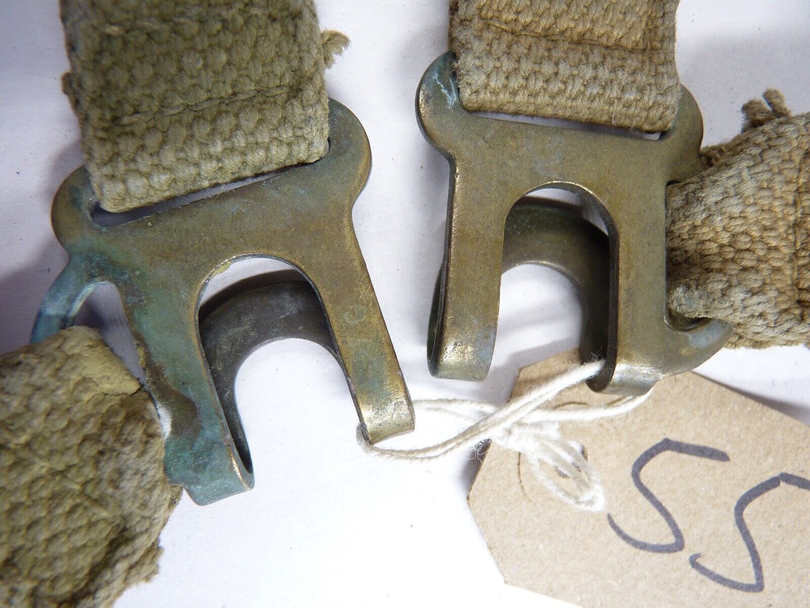 Original WW2 Pattern British Army L Straps Pair - 37 Pattern Webbing Haversack - The Militaria Shop