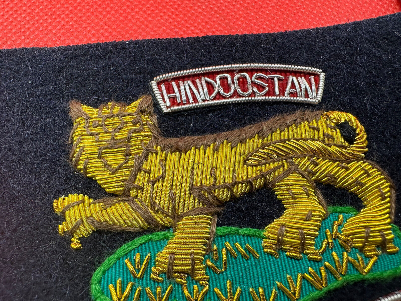 British Army Bullion Embroidered Blazer Badge - Royal Leicestershire Hindoostan - The Militaria Shop