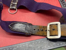 Load image into Gallery viewer, WW2 British Army Hussars Blue Canvas and Leather Belt with Fittings - The Militaria Shop
