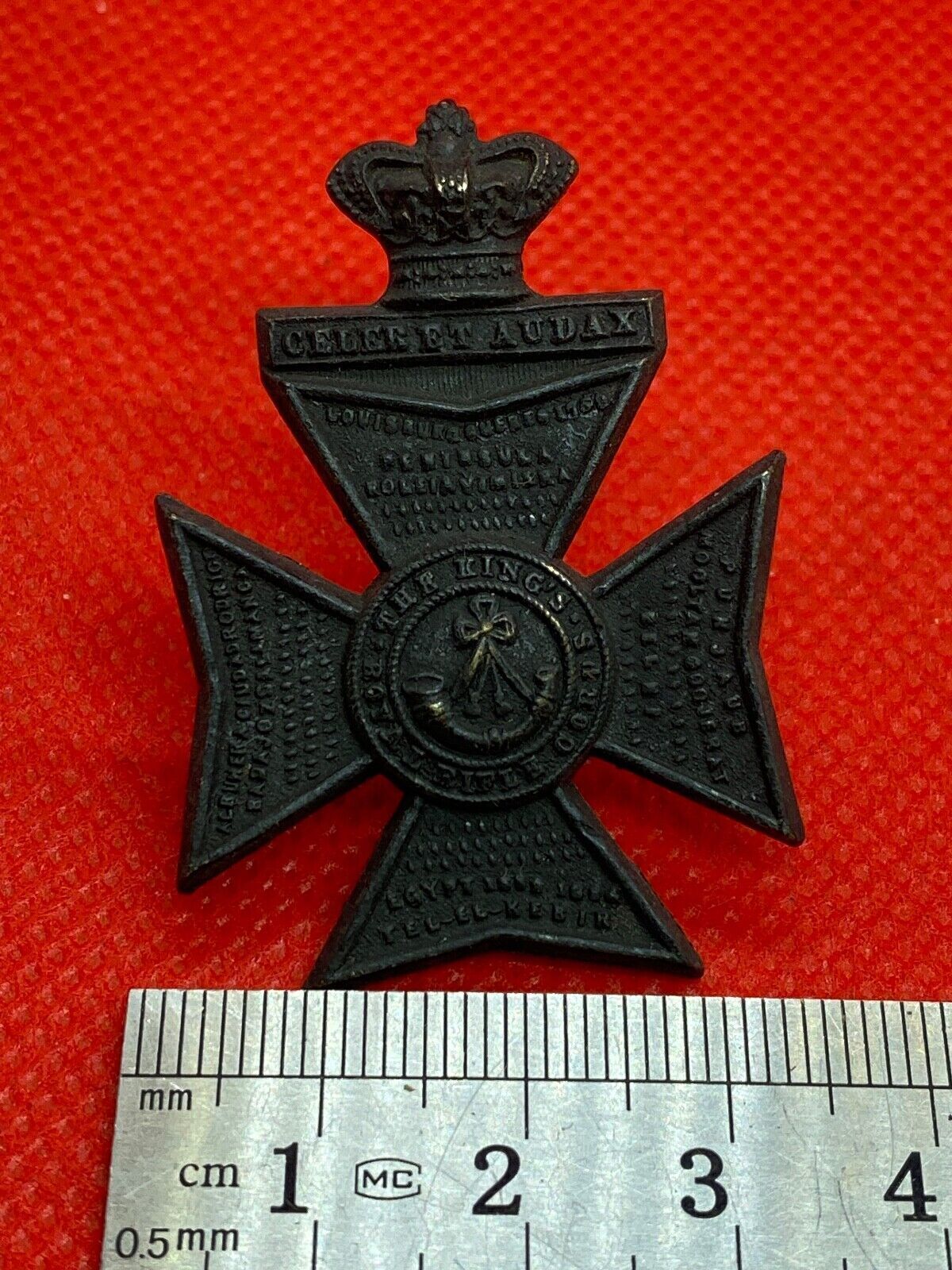 Original Victorian Crown The King's Royal Rifle Corps Cap / Pouch Badge - The Militaria Shop