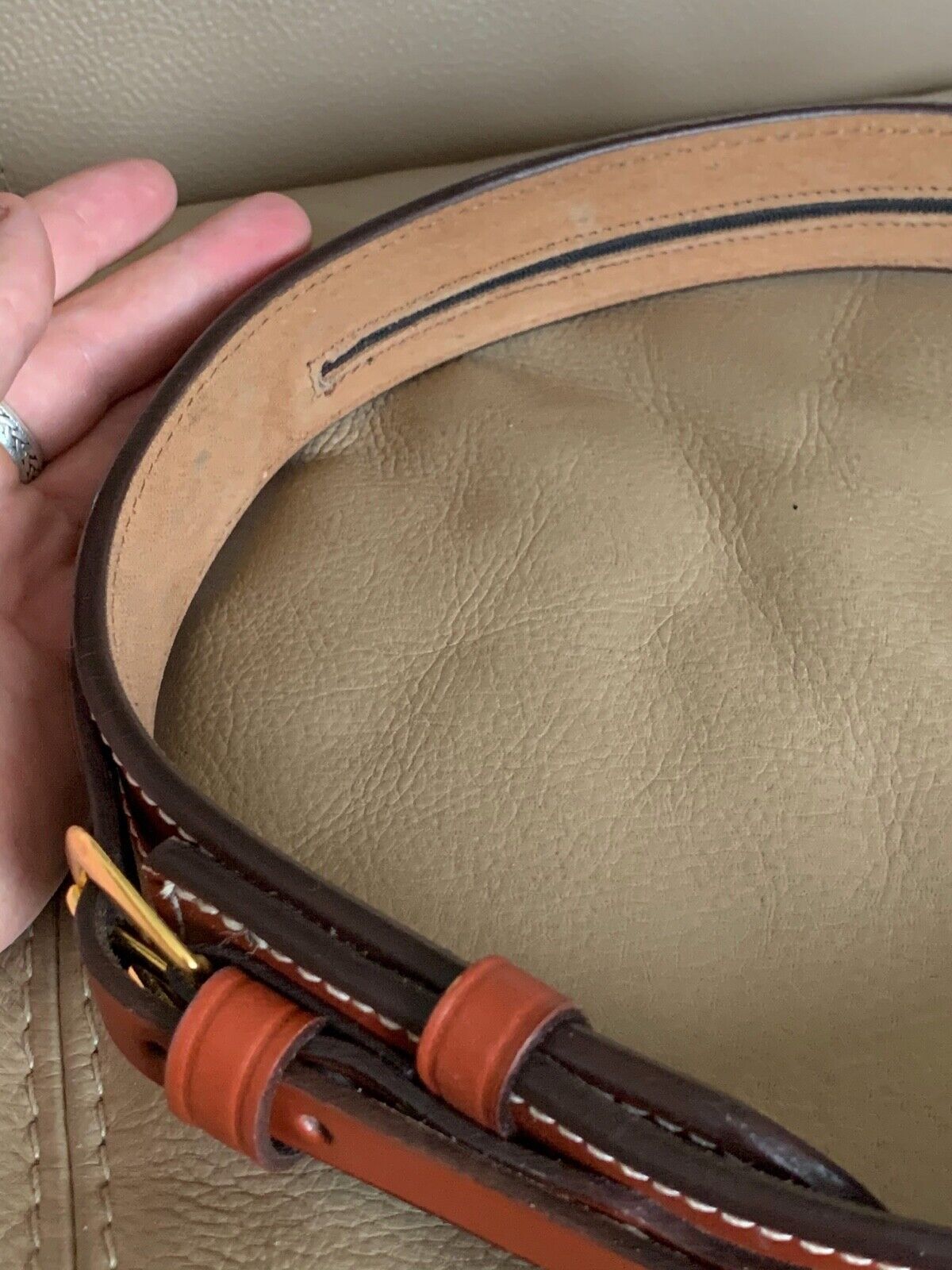 TWBC Brown Leather Pistol Police Belt - Varied Sizes - Hidden Coin Compartment - The Militaria Shop