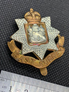 Original WW2 British Army East Surrey Kings Crown Brass Cap Badge - The Militaria Shop
