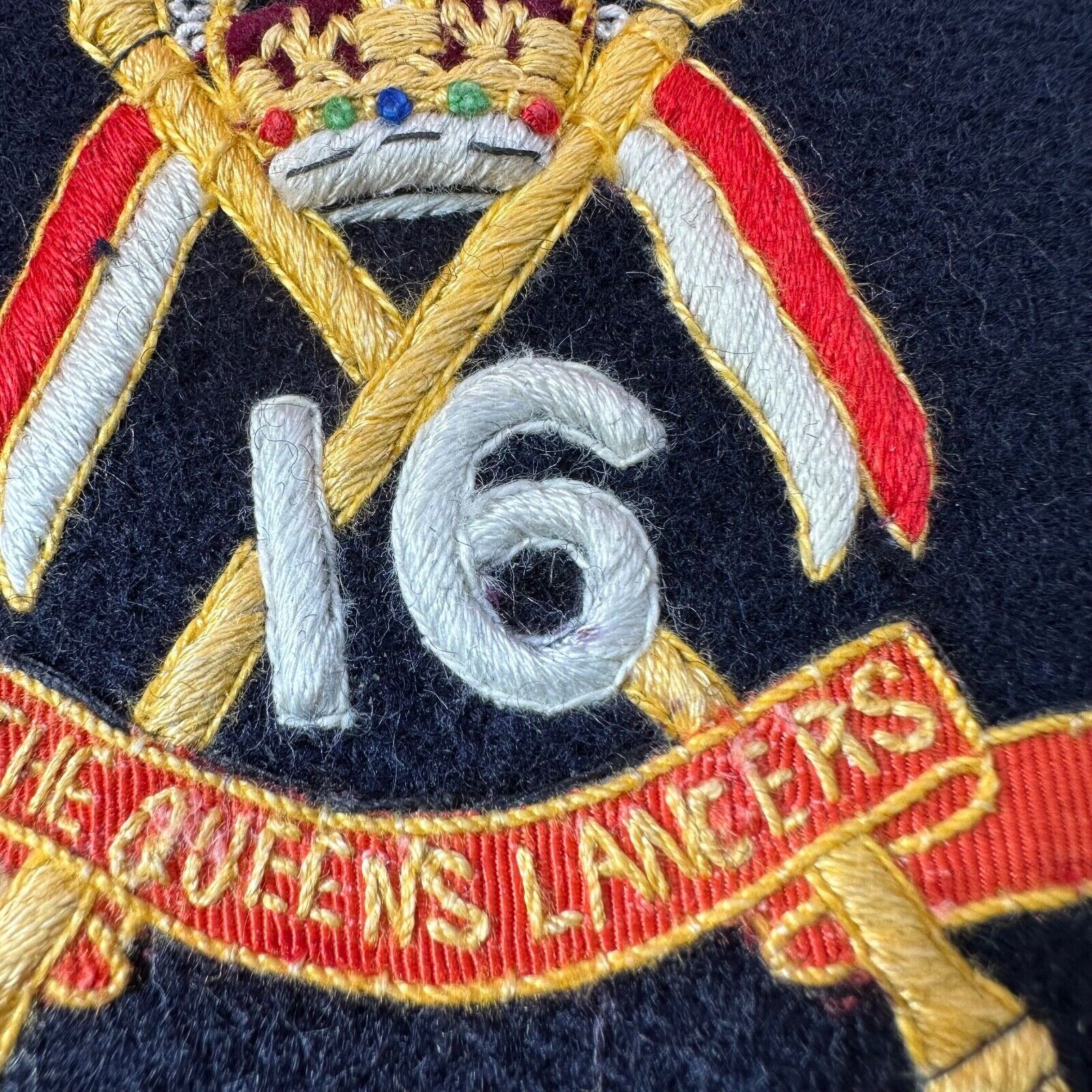 British Army 16th The Queen's Lancers Regiment Embroidered Blazer Badge - The Militaria Shop