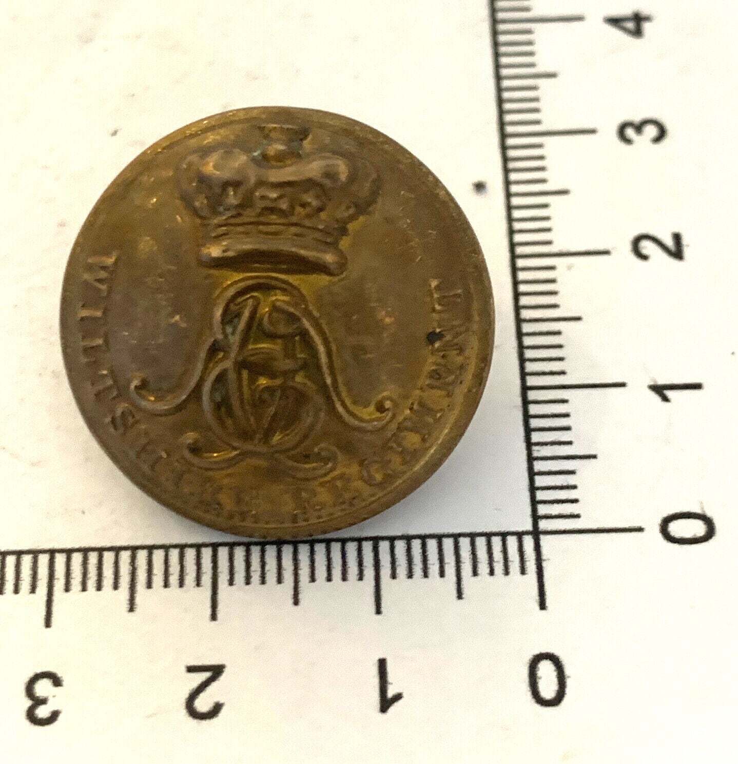 A Victorian Crown WILTSHIRE REGIMENT - London made tunic button. Approx 27mm - The Militaria Shop