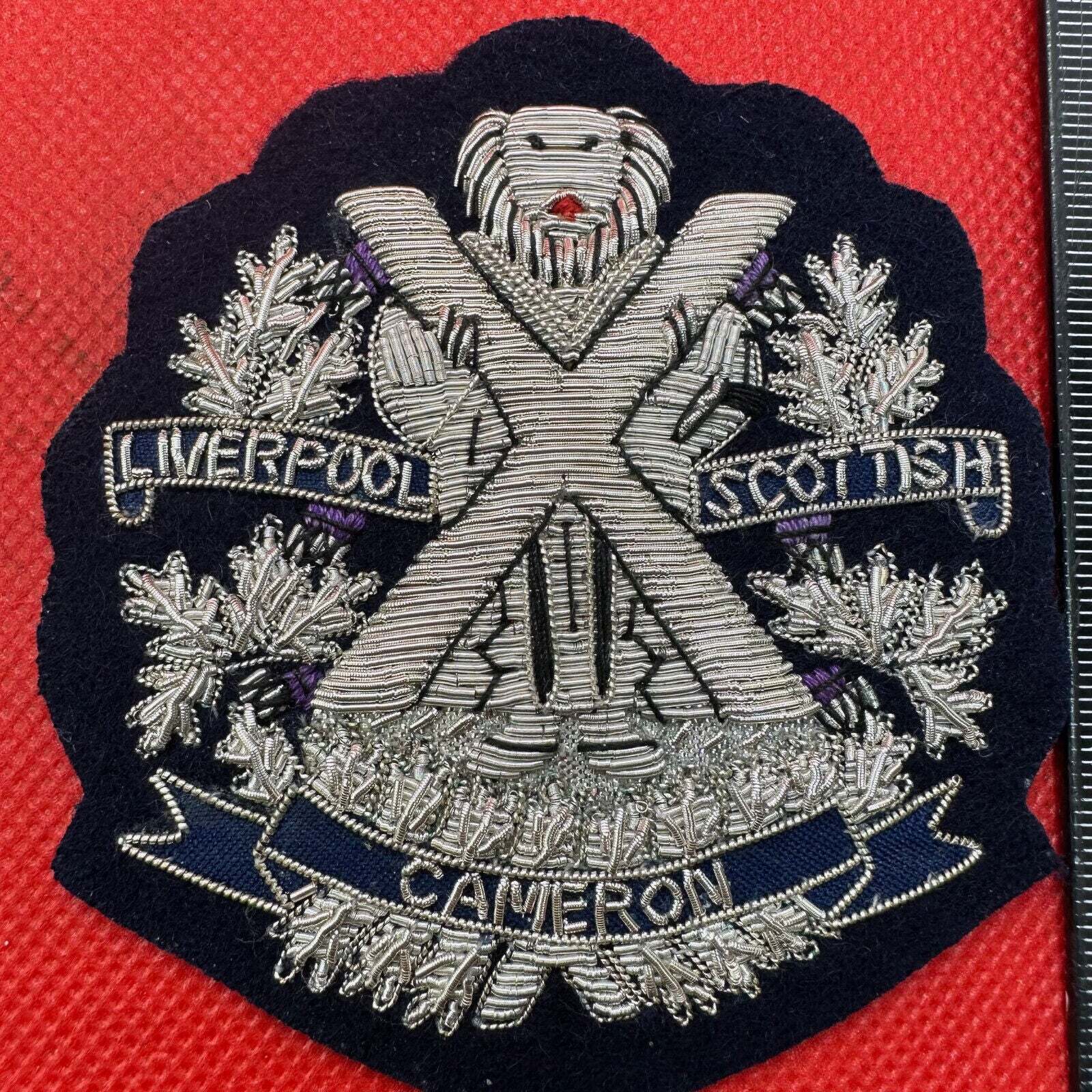 British Army Bullion Embroidered Blazer Badge - Liverpool Scottish Cameron Reg - The Militaria Shop