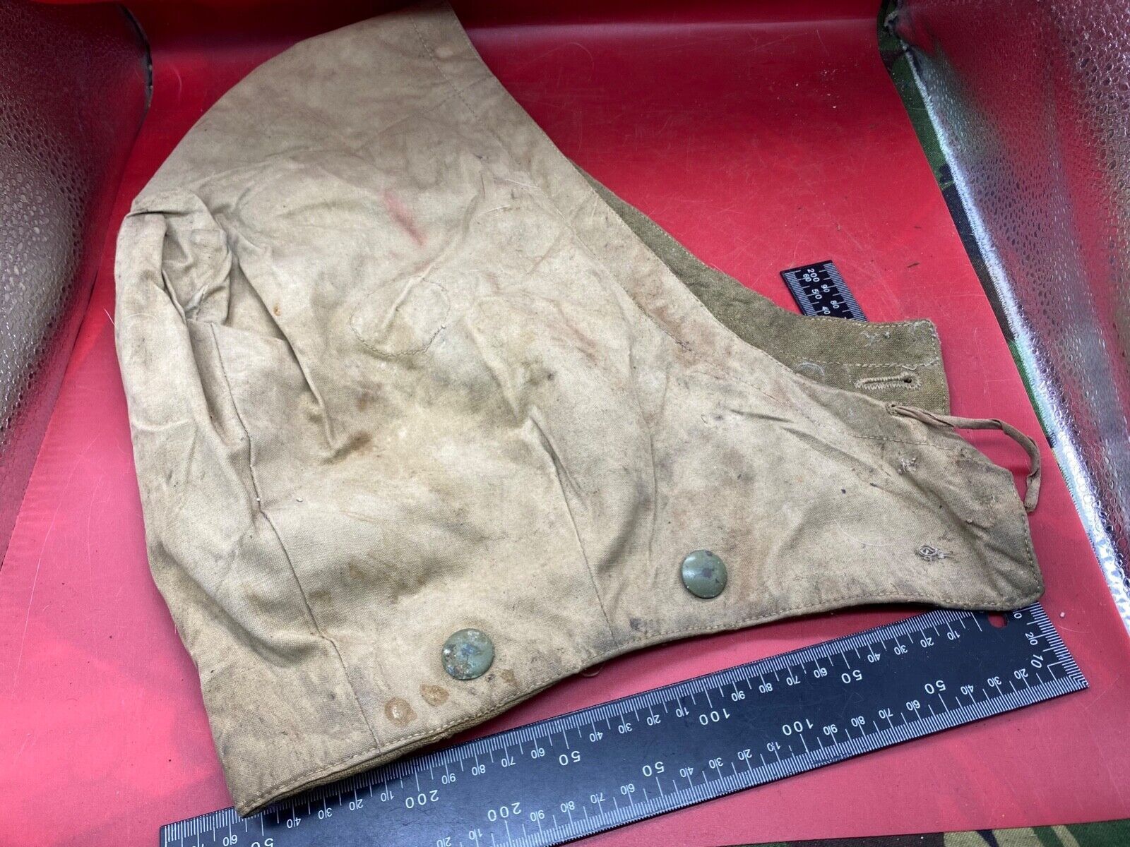 WW2 British Army Khaki Tank Suit Hood in used condition. (pixie suit). - The Militaria Shop