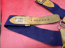 Load image into Gallery viewer, WW2 British Army Hussars Blue Canvas and Leather Belt with Fittings. 30 inch. - The Militaria Shop
