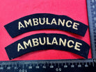 Original WW2 British Home Front Civil Defence Ambulance Shoulder Title Pair - The Militaria Shop