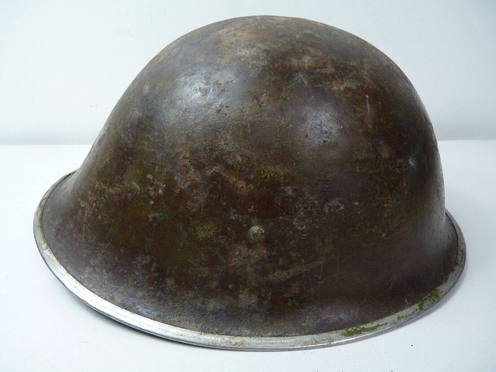 Original WW2 British / Canadian Army Mk3 High Rivet Turtle Army Combat Helmet - The Militaria Shop