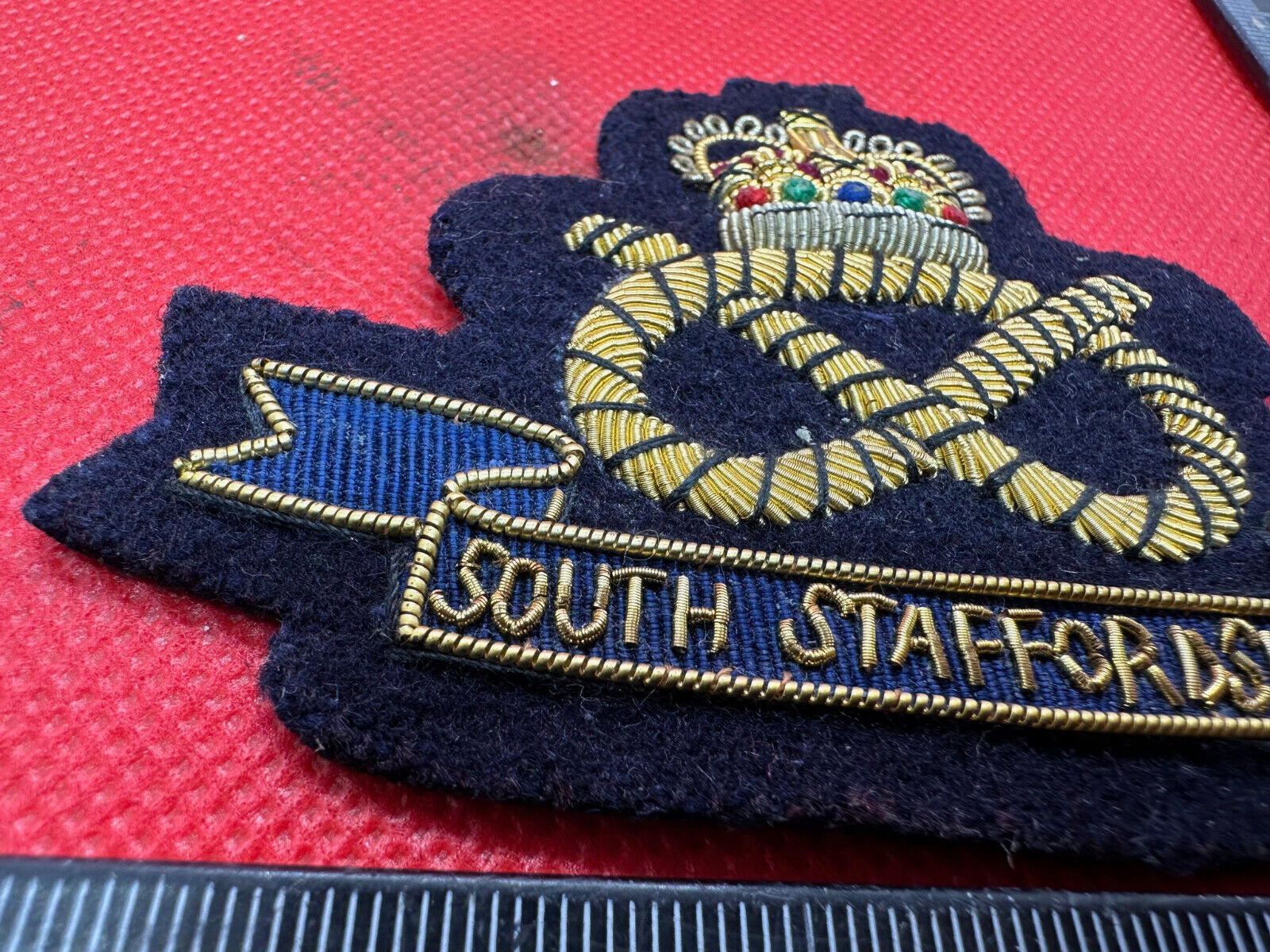British Army Bullion Embroidered Blazer Badge - South Staffordshire Regiment - The Militaria Shop