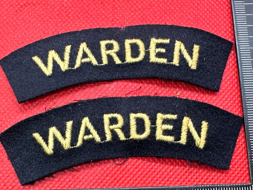 Original WW2 British Home Front Civil Defence Wardens Shoulder Title Pair - The Militaria Shop