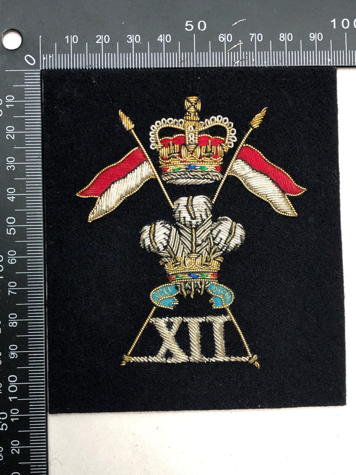 British Army Bullion Embroidered Blazer Badge - 12th Lancers - The Militaria Shop