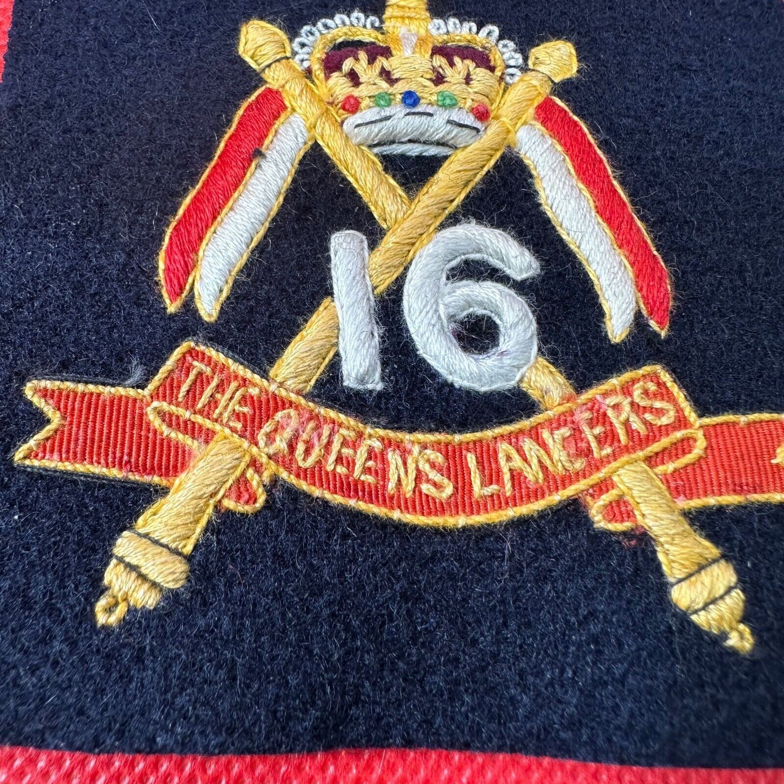British Army 16th The Queen's Lancers Regiment Embroidered Blazer Badge - The Militaria Shop