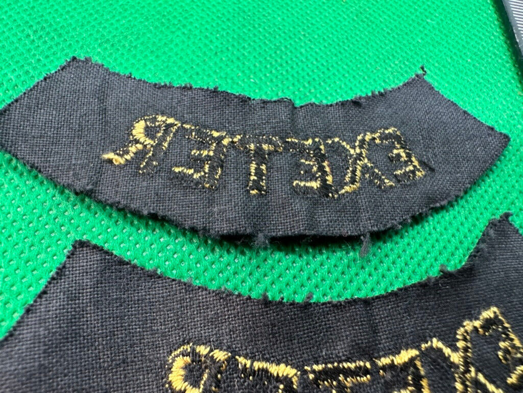 Original WW2 British Home Front Civil Defence Exeter Shoulder Titles - The Militaria Shop
