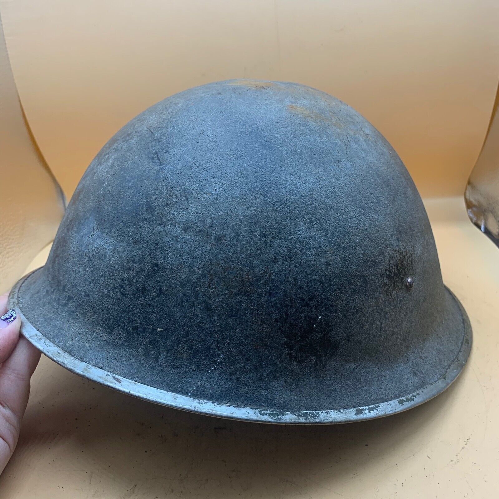 Original WW2 British / Canadian Army Mk3 High Rivet Turtle Army Combat Helmet - The Militaria Shop