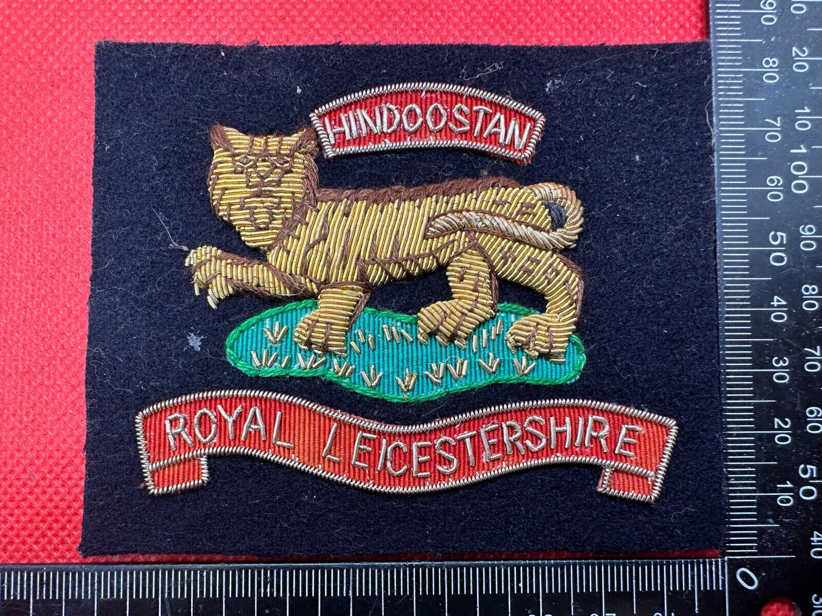 British Army Bullion Embroidered Blazer Badge - Royal Leicestershire -Hindoostan - The Militaria Shop