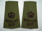 Mercian ACF OD Green Rank Slides / Epaulette Pair Genuine British Army - NEW - The Militaria Shop