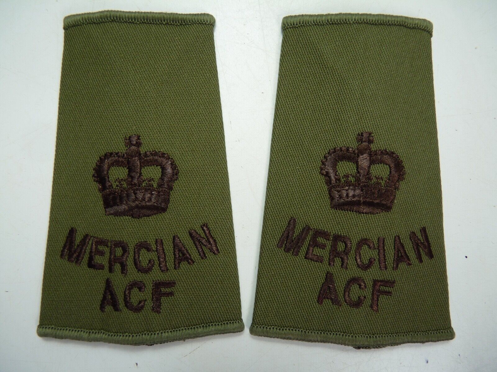 Mercian ACF OD Green Rank Slides / Epaulette Pair Genuine British Army - NEW - The Militaria Shop