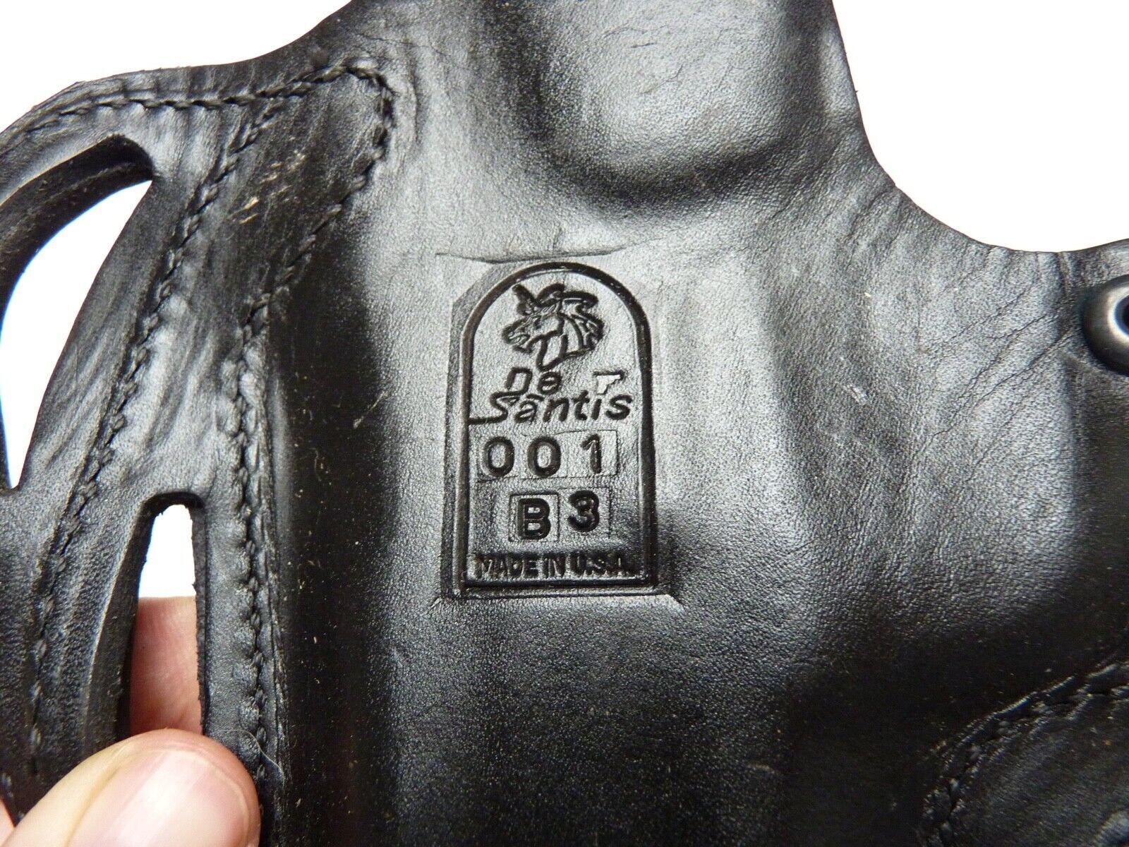 Black Leather Pistol Holster Belt Mounted - De Santis - 001-B3 - The Militaria Shop
