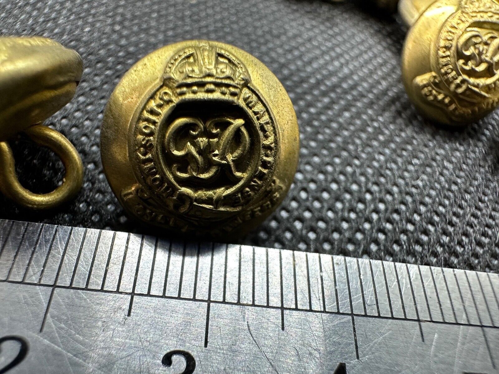 Pair of Original British Army WW2 Royal Engineers Brass Officers Cap Buttons - The Militaria Shop