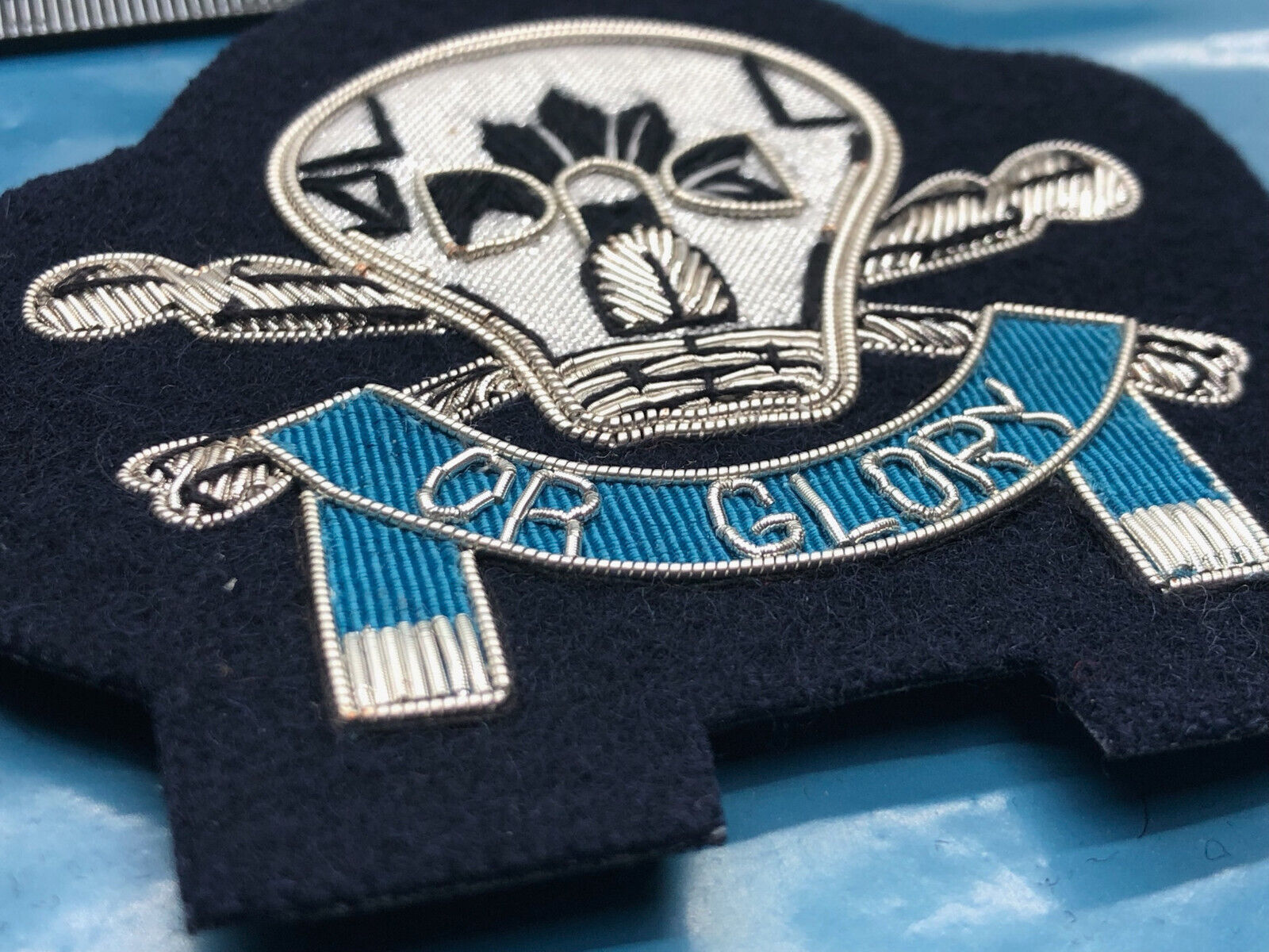 British Army Bullion Embroidered Blazer Badge - 17th 21st Lancers Death or Glory - The Militaria Shop
