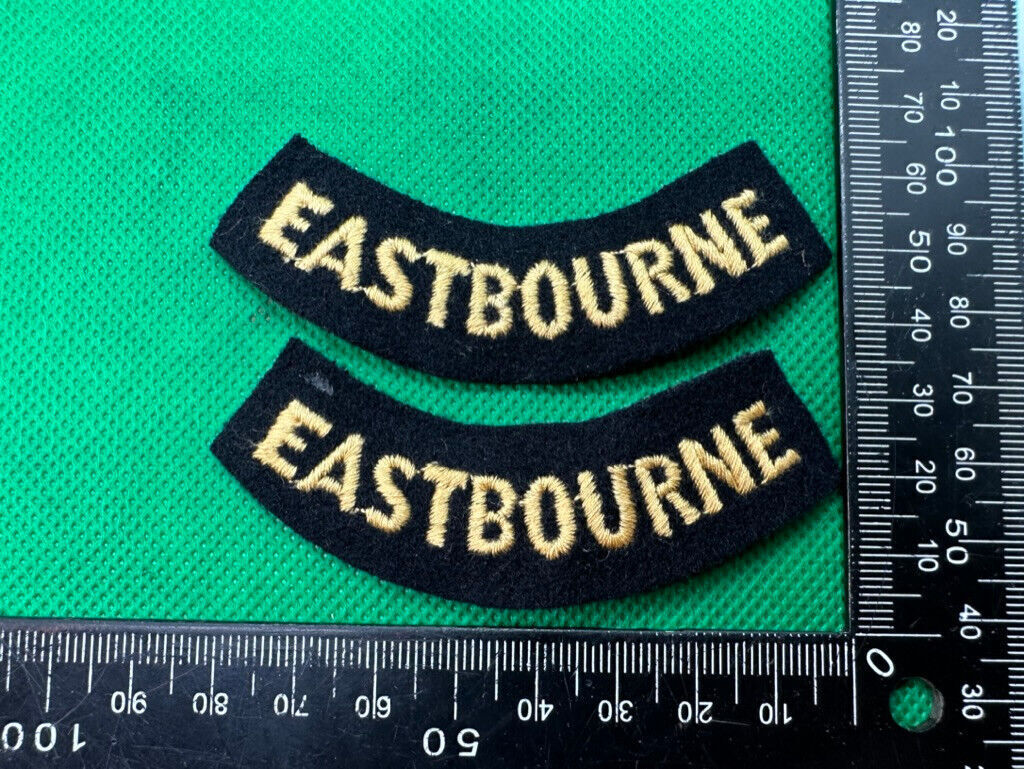 Original WW2 British Home Front Civil Defence Eastbourne Shoulder Titles - The Militaria Shop