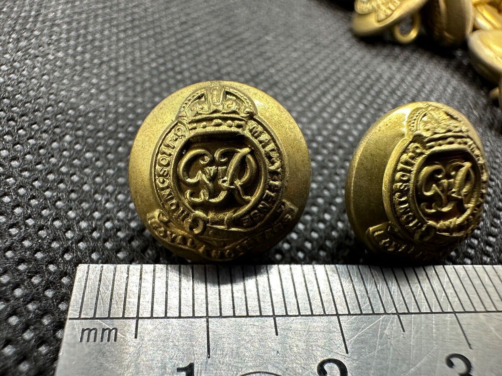 Pair of Original British Army WW2 Royal Engineers Brass Officers Cap Buttons - The Militaria Shop