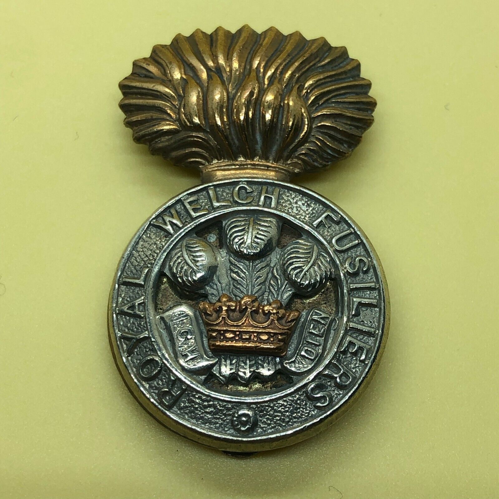 Original WW2 British Army Cap Badge - Royal Welch Fusiliers Regiment RWF - The Militaria Shop