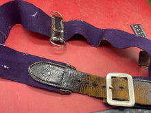 Load image into Gallery viewer, WW2 British Army Hussars Blue Canvas and Leather Belt with Fittings - The Militaria Shop
