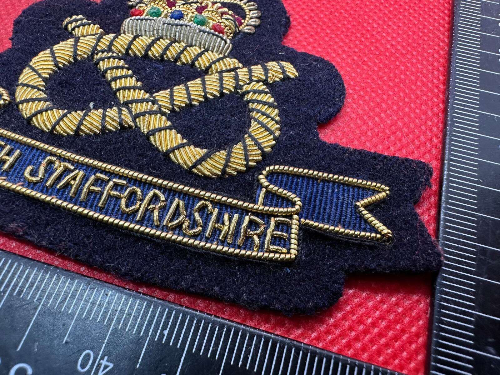 British Army Bullion Embroidered Blazer Badge - South Staffordshire Regiment - The Militaria Shop