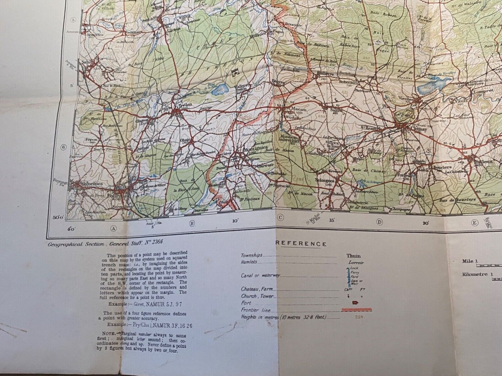 WW1 Era British Army General Staff Map of NAMUR in Belgium. Original Map - The Militaria Shop