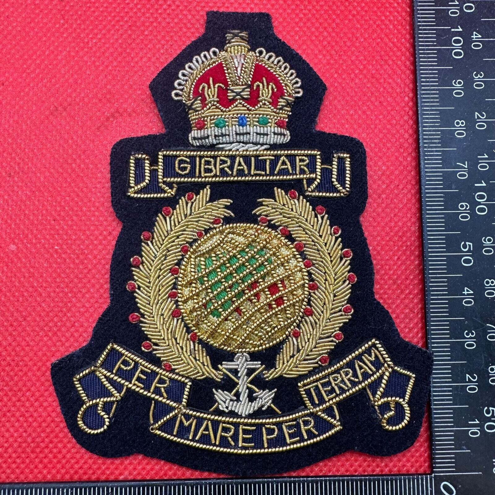 British Army Bullion Embroidered Blazer Badge - Royal Marines - Kings Crown - The Militaria Shop