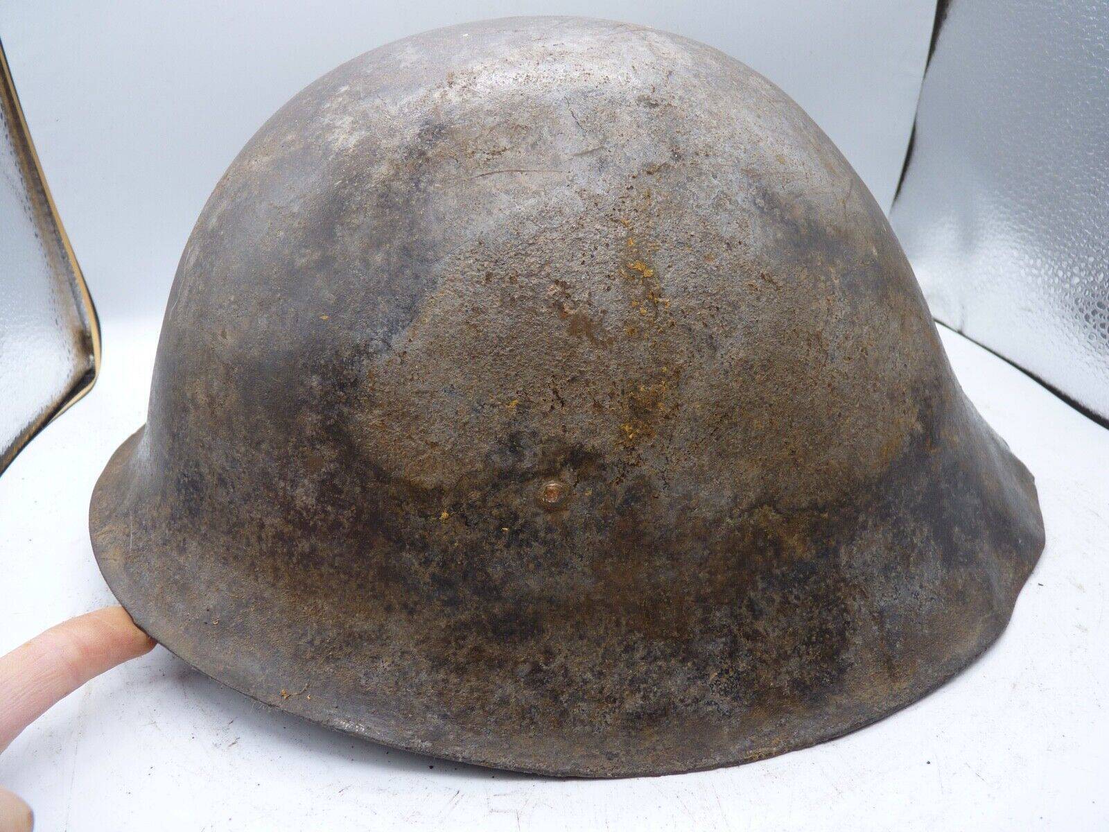 Original WW2 British / Canadian Army Mk3 High Rivet Turtle Army Combat Helmet - The Militaria Shop